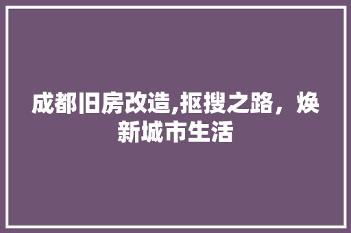 成都旧房改造,抠搜之路，焕新城市生活