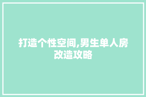 打造个性空间,男生单人房改造攻略