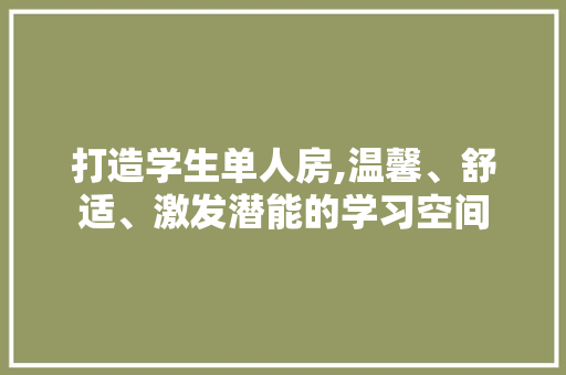 打造学生单人房,温馨、舒适、激发潜能的学习空间