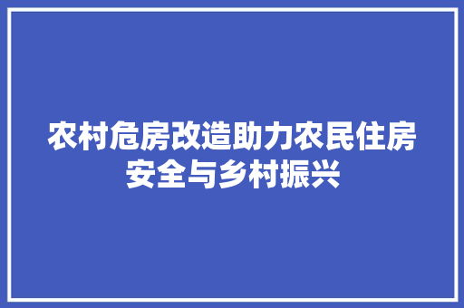 农村危房改造助力农民住房安全与乡村振兴