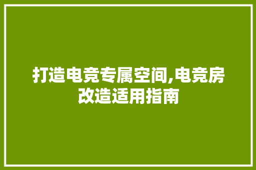打造电竞专属空间,电竞房改造适用指南