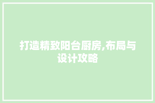 打造精致阳台厨房,布局与设计攻略