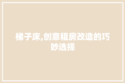 梯子床,创意租房改造的巧妙选择