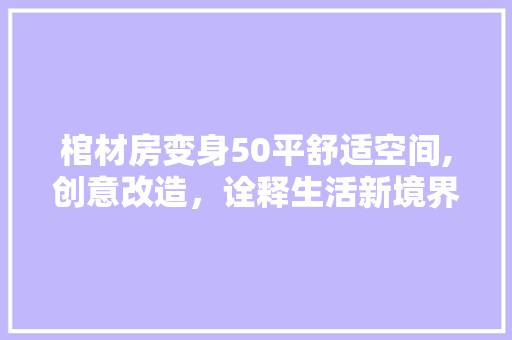 棺材房变身50平舒适空间,创意改造，诠释生活新境界