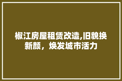 椒江房屋租赁改造,旧貌换新颜，焕发城市活力