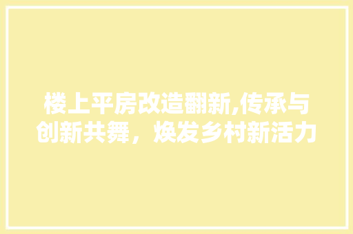 楼上平房改造翻新,传承与创新共舞，焕发乡村新活力