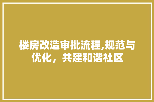 楼房改造审批流程,规范与优化，共建和谐社区