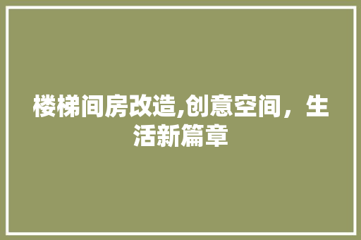楼梯间房改造,创意空间，生活新篇章 装修材料