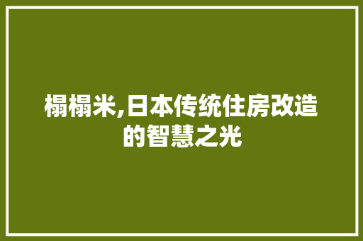 榻榻米,日本传统住房改造的智慧之光