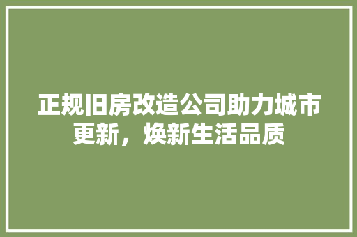 正规旧房改造公司助力城市更新，焕新生活品质 景观设计