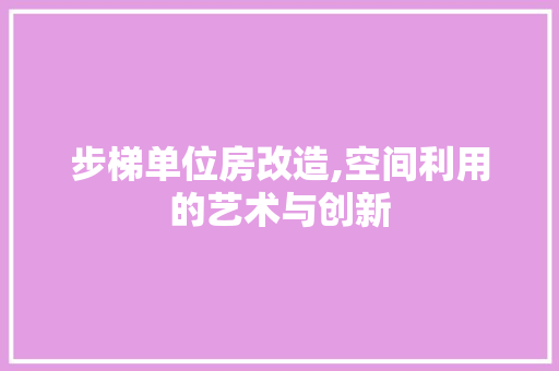 步梯单位房改造,空间利用的艺术与创新