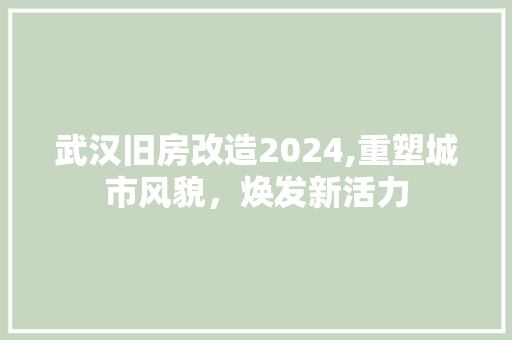 武汉旧房改造2024,重塑城市风貌，焕发新活力 隔断设计