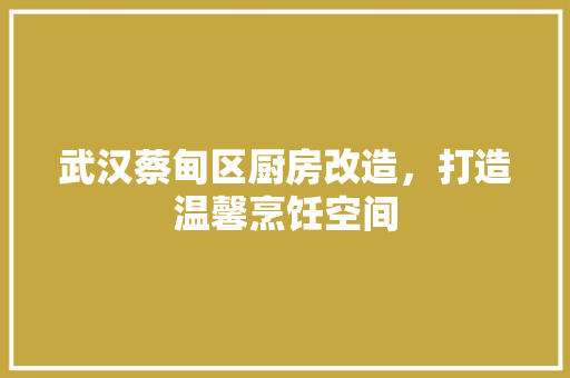 武汉蔡甸区厨房改造，打造温馨烹饪空间