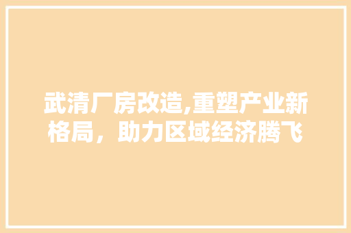 武清厂房改造,重塑产业新格局，助力区域经济腾飞
