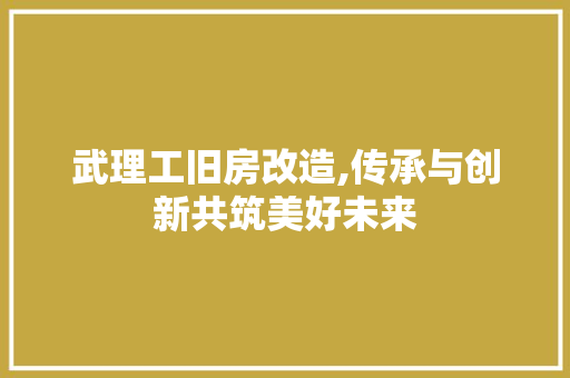 武理工旧房改造,传承与创新共筑美好未来 建筑设计