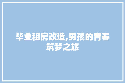 毕业租房改造,男孩的青春筑梦之旅 装修攻略