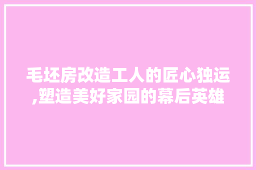 毛坯房改造工人的匠心独运,塑造美好家园的幕后英雄 门窗装修