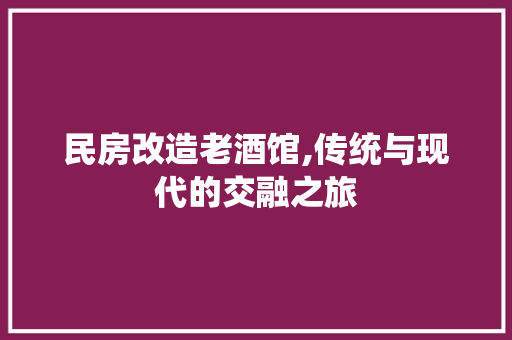 民房改造老酒馆,传统与现代的交融之旅