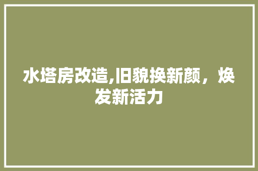 水塔房改造,旧貌换新颜，焕发新活力 墙面装饰