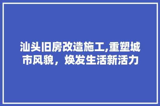汕头旧房改造施工,重塑城市风貌，焕发生活新活力