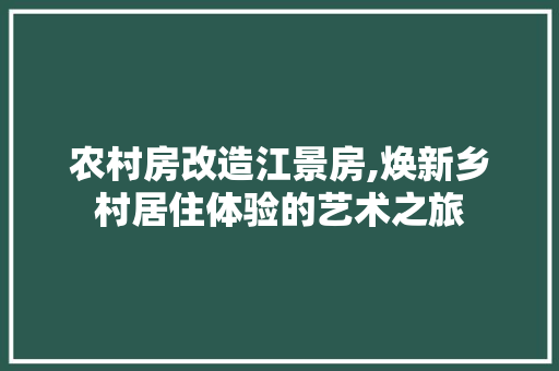 农村房改造江景房,焕新乡村居住体验的艺术之旅