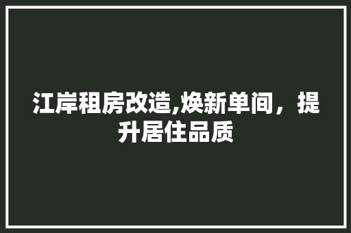 江岸租房改造,焕新单间，提升居住品质