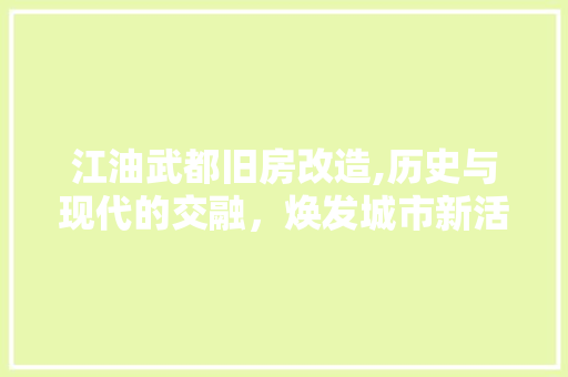 江油武都旧房改造,历史与现代的交融，焕发城市新活力 建筑设计