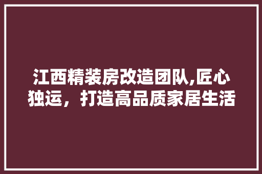江西精装房改造团队,匠心独运，打造高品质家居生活