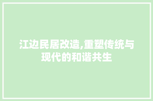 江边民居改造,重塑传统与现代的和谐共生 地面装修
