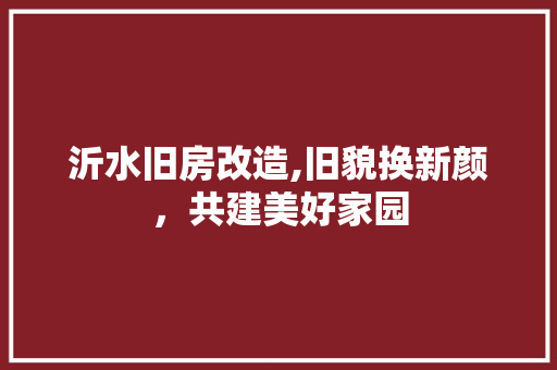 沂水旧房改造,旧貌换新颜，共建美好家园 地面装修