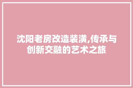 沈阳老房改造装潢,传承与创新交融的艺术之旅