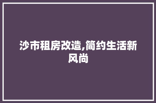 沙市租房改造,简约生活新风尚