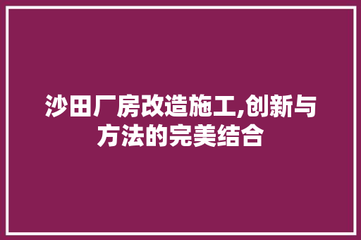 沙田厂房改造施工,创新与方法的完美结合