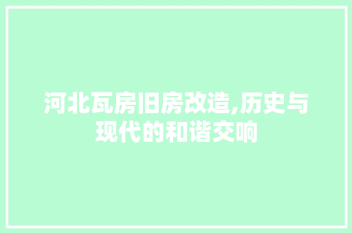 河北瓦房旧房改造,历史与现代的和谐交响
