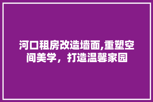 河口租房改造墙面,重塑空间美学，打造温馨家园