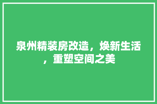 泉州精装房改造，焕新生活，重塑空间之美