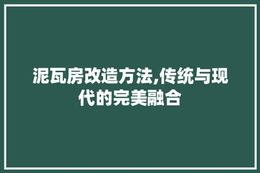 泥瓦房改造方法,传统与现代的完美融合 墙面装饰