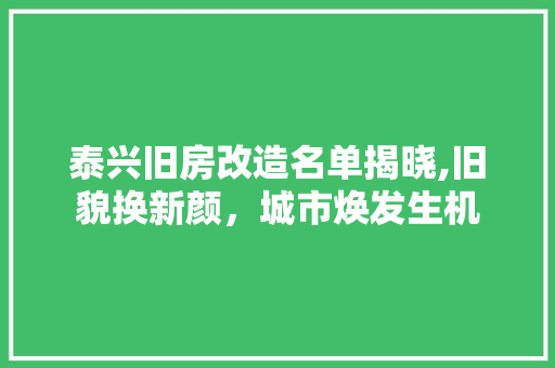 泰兴旧房改造名单揭晓,旧貌换新颜，城市焕发生机