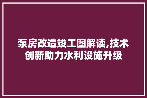 泵房改造竣工图解读,技术创新助力水利设施升级 建筑设计