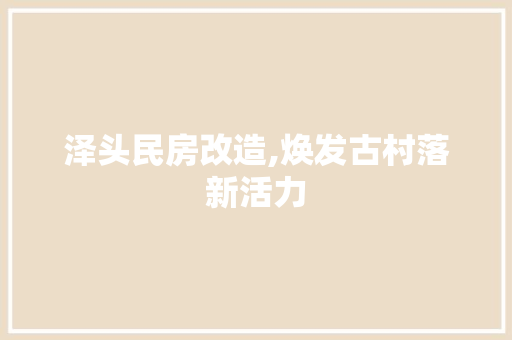 泽头民房改造,焕发古村落新活力 建筑设计