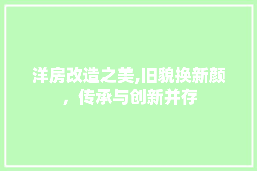 洋房改造之美,旧貌换新颜，传承与创新并存 装修攻略