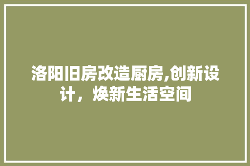 洛阳旧房改造厨房,创新设计，焕新生活空间