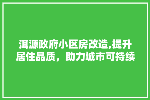 洱源政府小区房改造,提升居住品质，助力城市可持续发展