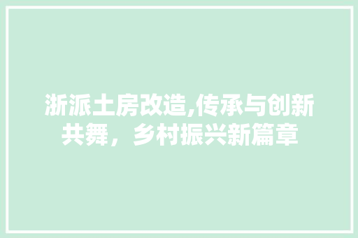 浙派土房改造,传承与创新共舞，乡村振兴新篇章 建筑设计