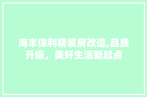 海丰保利精装房改造,品质升级，美好生活新起点 景观设计