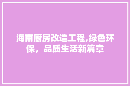 海南厨房改造工程,绿色环保，品质生活新篇章