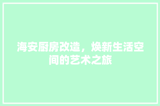 海安厨房改造，焕新生活空间的艺术之旅