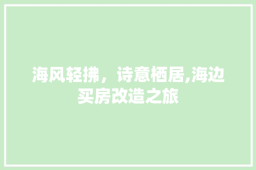 海风轻拂，诗意栖居,海边买房改造之旅