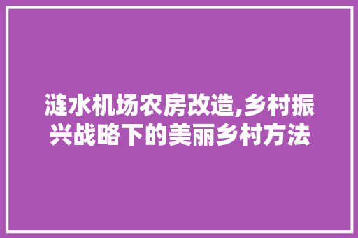 涟水机场农房改造,乡村振兴战略下的美丽乡村方法 庭院装修