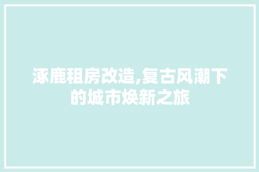 涿鹿租房改造,复古风潮下的城市焕新之旅 景观设计
